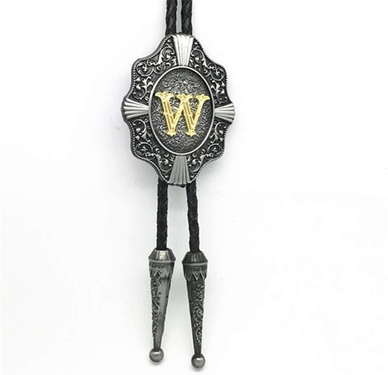 KECOL Western Letter Bolo Tie Cowboy Aalphabet A to Z Neckties Necklace for Men Women - Image 2
